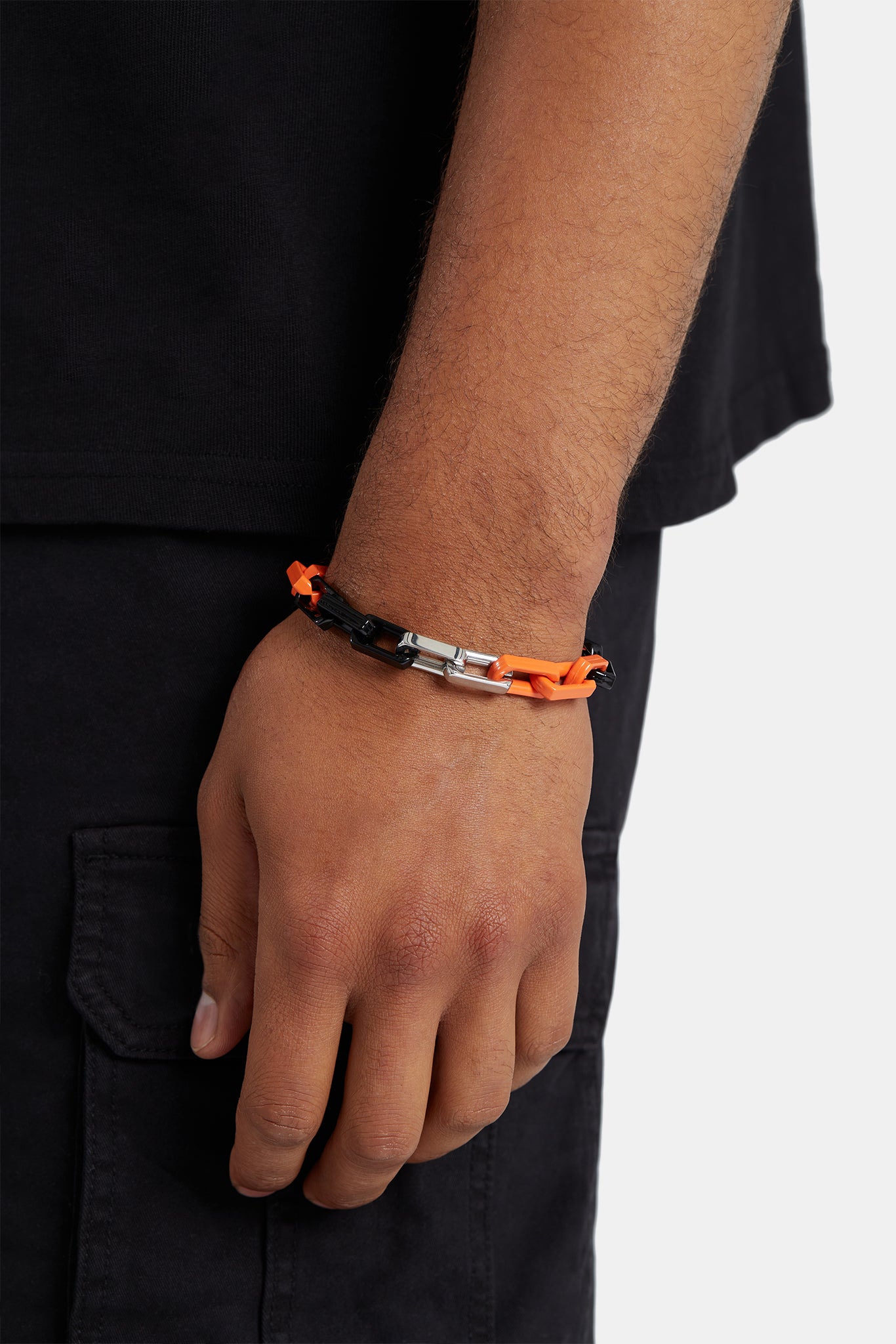 10 mm Gliederarmband in Schwarz und Orange